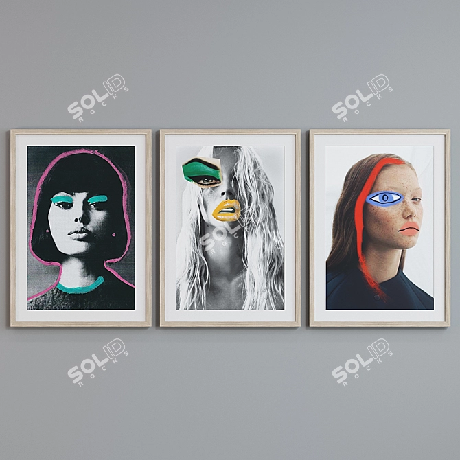 Modern Pop Art Collage Picture Frame Set 3D model image 5