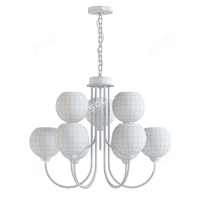 Indra 9-Light Brass Chandelier 3D model image 2