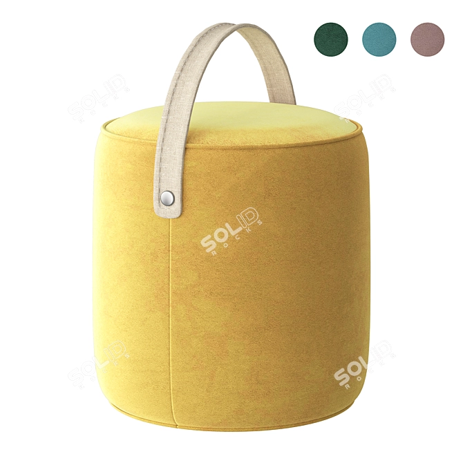 Luxury Velvet Pouf with Handle | Stool Group 3D model image 1