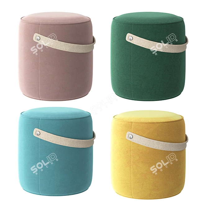 Luxury Velvet Pouf with Handle | Stool Group 3D model image 2