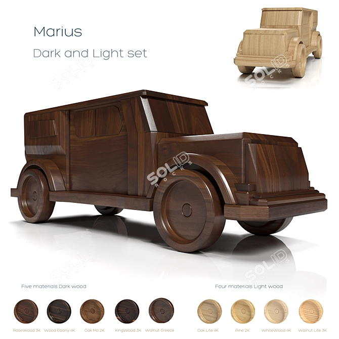 Wooden Car 003 Marius | High-Quality 3D Model & Textures 3D model image 1