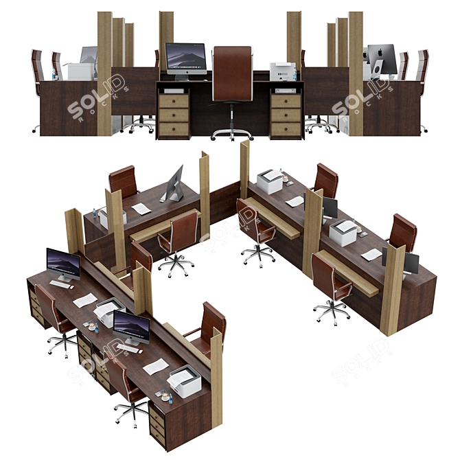 Modern Office Counter 2017 3D model image 1