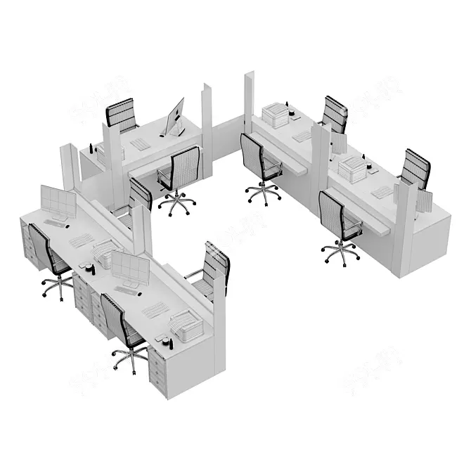 Modern Office Counter 2017 3D model image 5