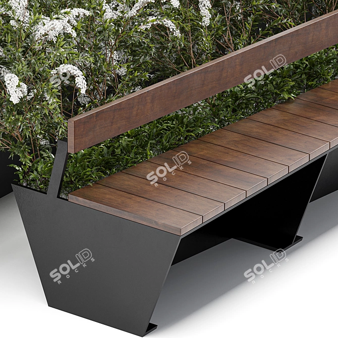 Modern Street Furniture Bench Set 3D model image 2