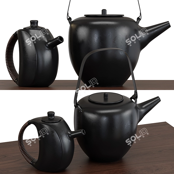 2-in-1 Teapot Set: 3 Materials 3D model image 1