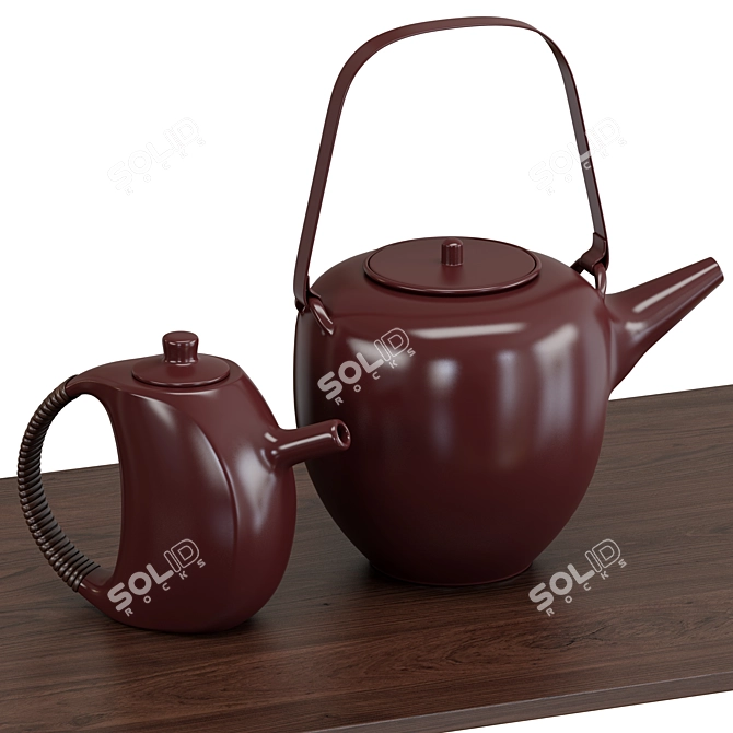 2-in-1 Teapot Set: 3 Materials 3D model image 2