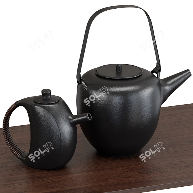 2-in-1 Teapot Set: 3 Materials 3D model image 3