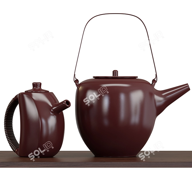 2-in-1 Teapot Set: 3 Materials 3D model image 4