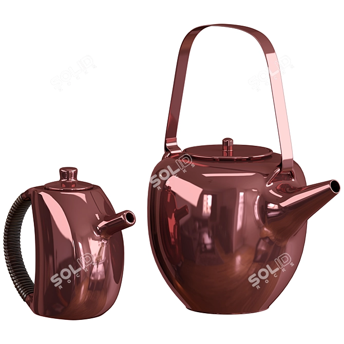 2-in-1 Teapot Set: 3 Materials 3D model image 8