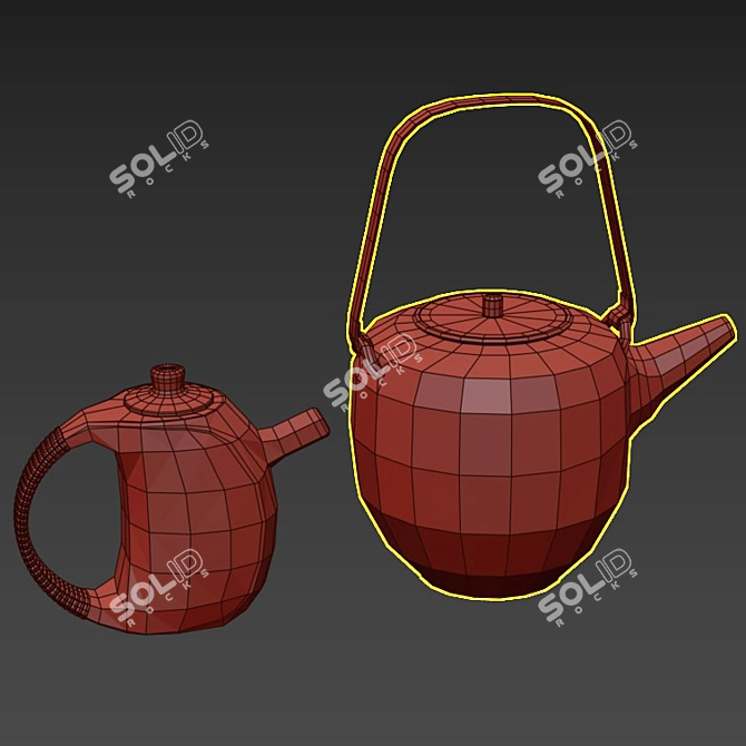 2-in-1 Teapot Set: 3 Materials 3D model image 12