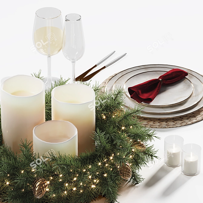 Holiday Wreath Glassware Set 3D model image 2