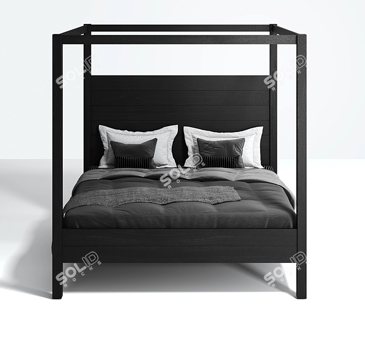 Elegant Osbaston Four-Poster Bed 3D model image 3