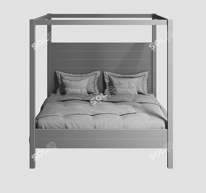 Elegant Osbaston Four-Poster Bed 3D model image 5