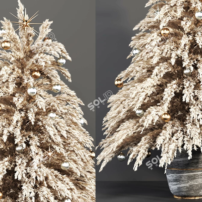 Vintage Christmas Tree - Delicate Dried Décor 3D model image 3