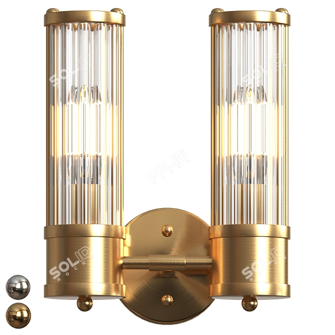 Double Wall Claridges: Sleek Brass or Nickel Wall Sconce 3D model image 1