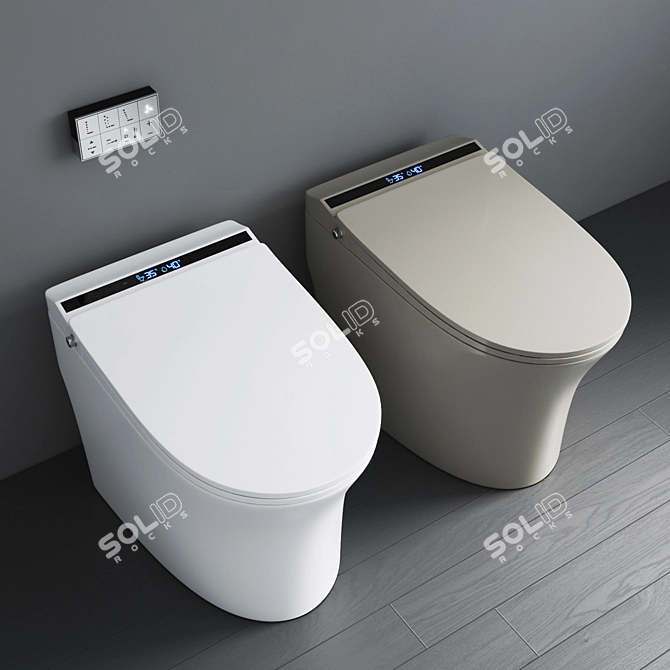 Wealwell Smart Toilet: One-Touch Automatic Ceramic Sensor 3D model image 2