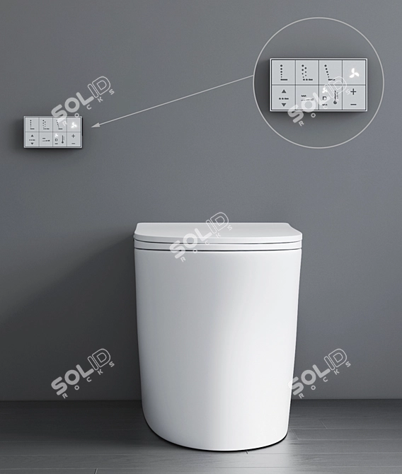 Wealwell Smart Toilet: One-Touch Automatic Ceramic Sensor 3D model image 3