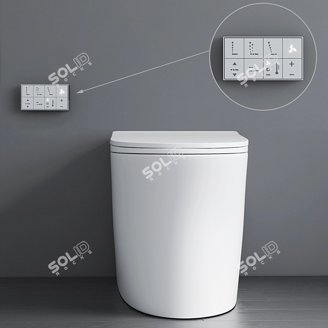 Wealwell Smart Toilet: One-Touch Automatic Ceramic Sensor 3D model image 8