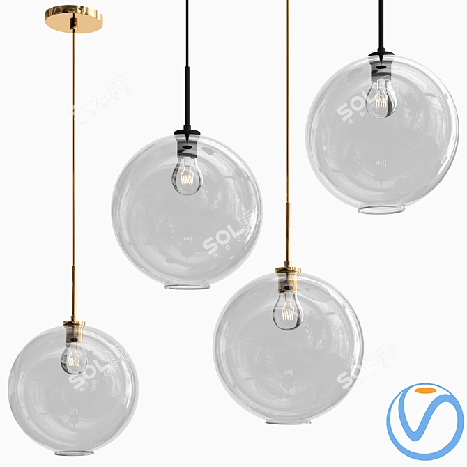 Contemporary Glass Globe Pendant 3D model image 1