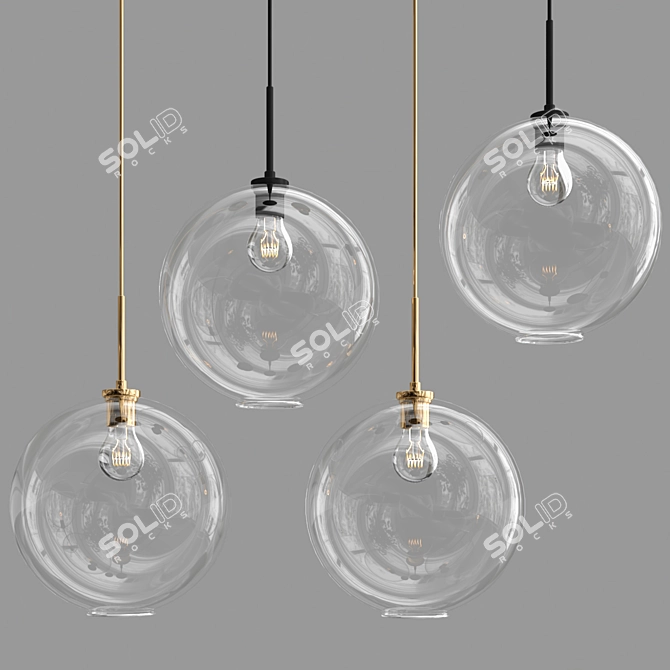 Contemporary Glass Globe Pendant 3D model image 2