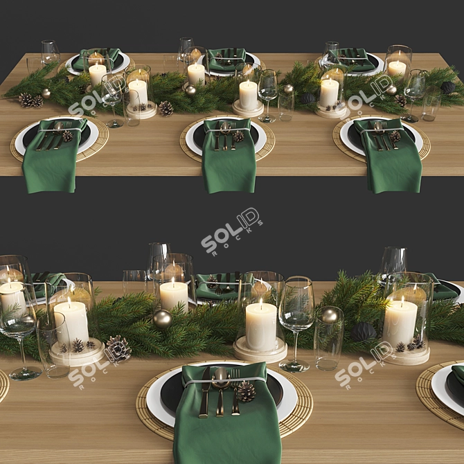 Festive Table Setting Set 3D model image 1