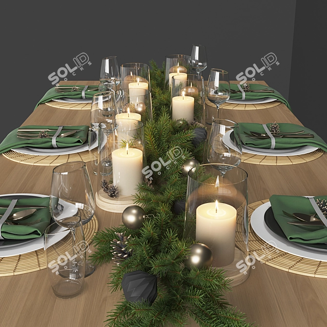 Festive Table Setting Set 3D model image 2