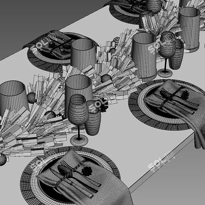 Festive Table Setting Set 3D model image 4