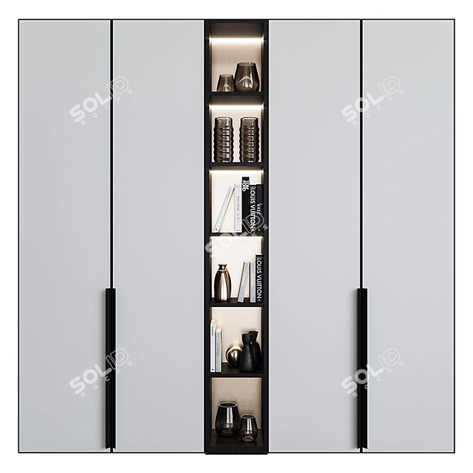  Stylish Illuminated Cupboard with Shelf 3D model image 2