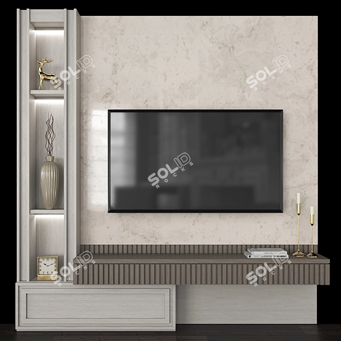 Modern TV Wall Set with 65" TV 3D model image 1