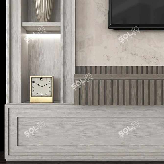 Modern TV Wall Set with 65" TV 3D model image 2