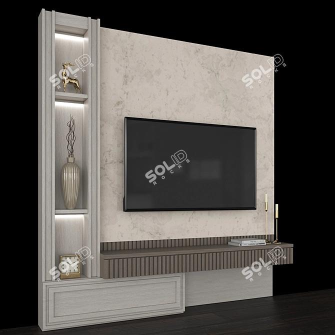 Modern TV Wall Set with 65" TV 3D model image 4