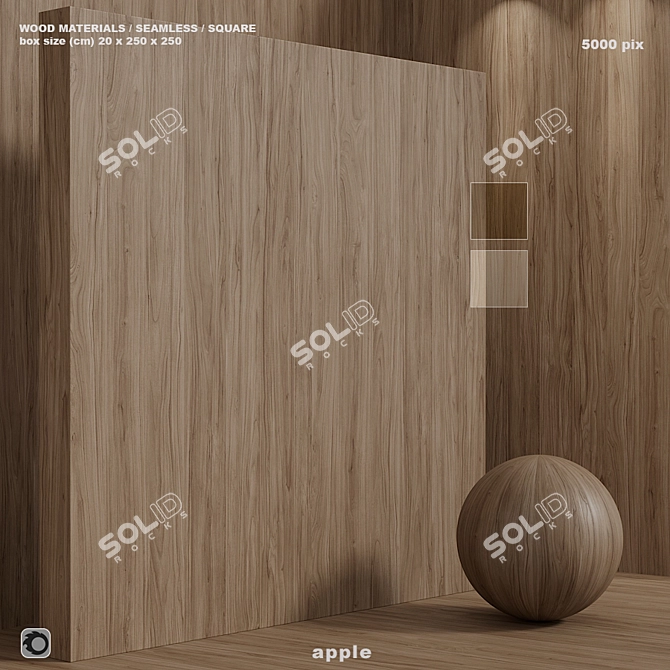 Seamless Apple Tree Wood Box Set 3D model image 1