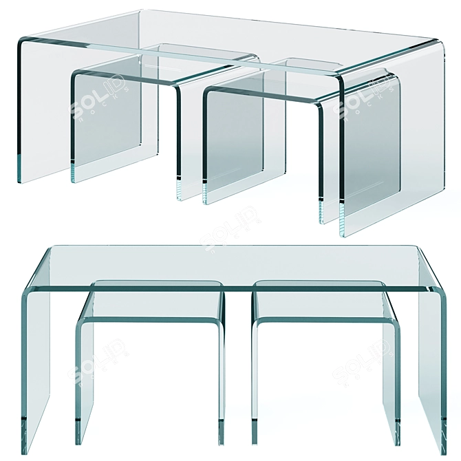 Clear Club 3-Piece Coffee Table Set by Kare Design 3D model image 1