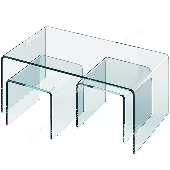 Clear Club 3-Piece Coffee Table Set by Kare Design 3D model image 2