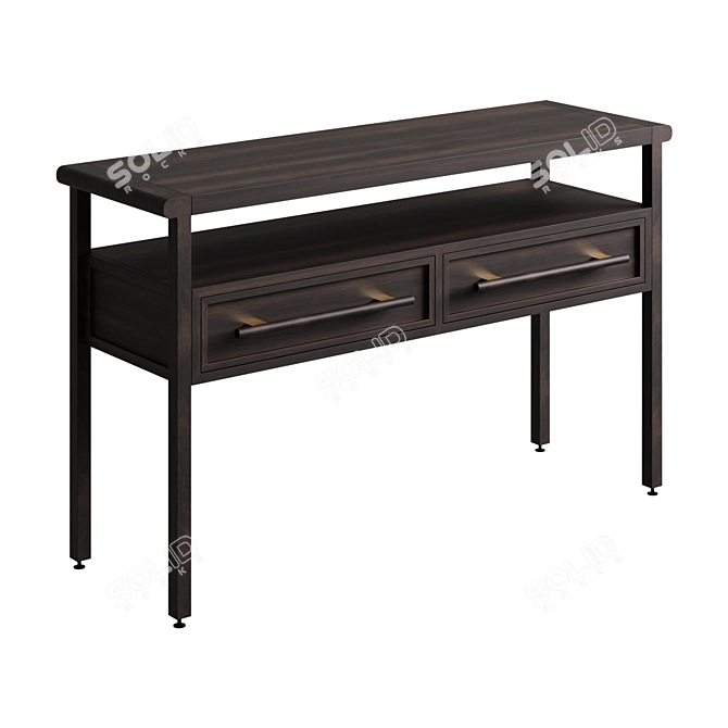 Contemporary Console Table with 2 Drawers 3D model image 1