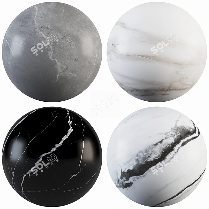 Marble Collection: Gray, White, Panda, Black 3D model image 1