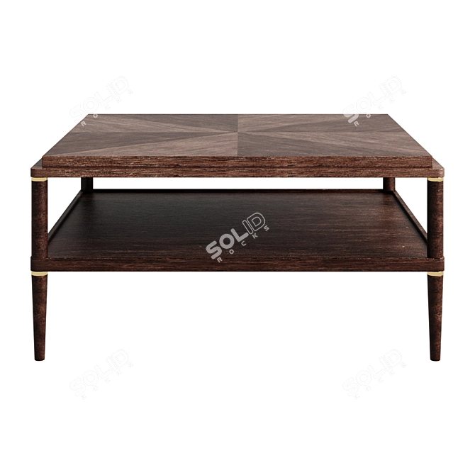 Pattern Oak Coffee Table - Solid Wood & Brass Decor 3D model image 1