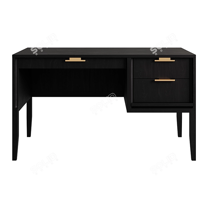 Compact City Writing Desk with Right-Side Drawers 3D model image 1