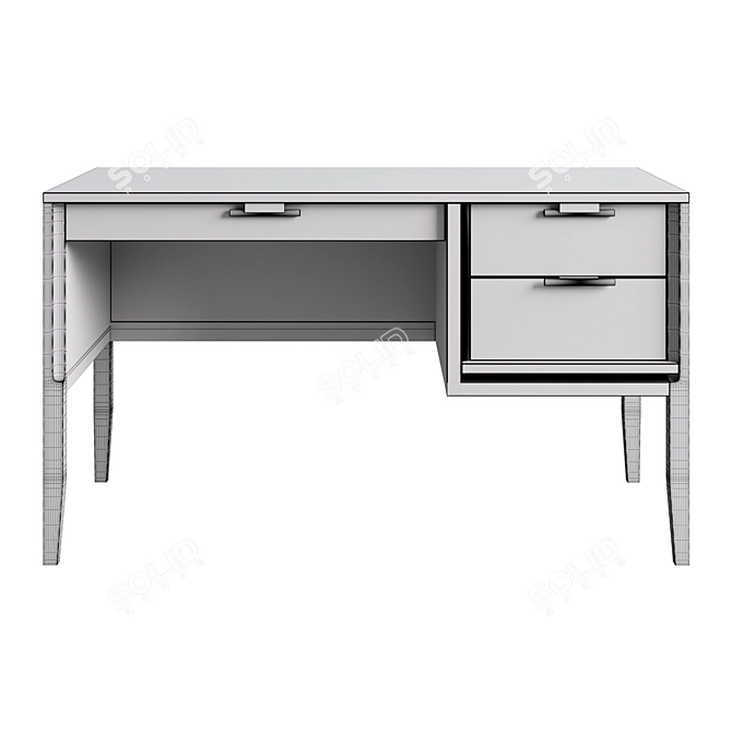 Compact City Writing Desk with Right-Side Drawers 3D model image 2