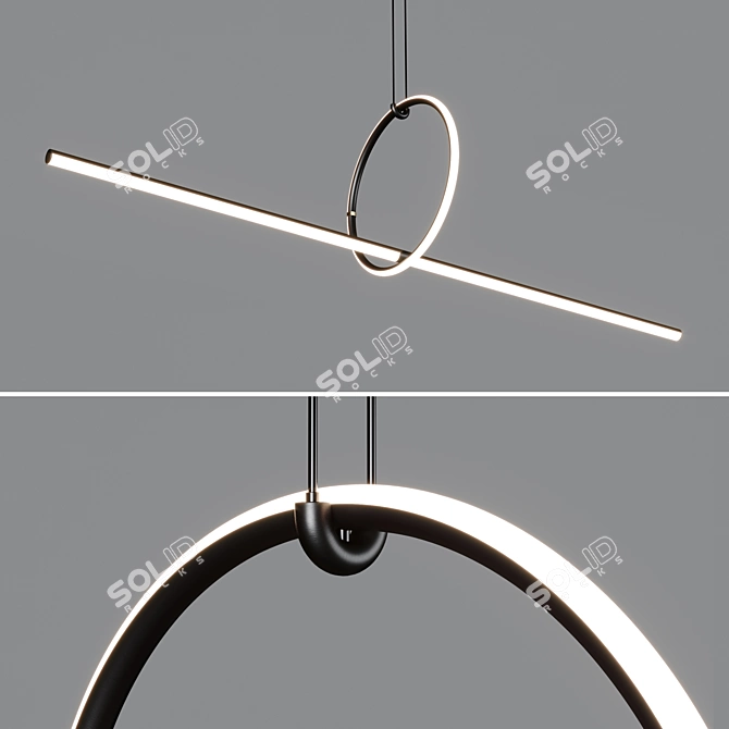 Minimal Circle and Line Light 3D model image 1