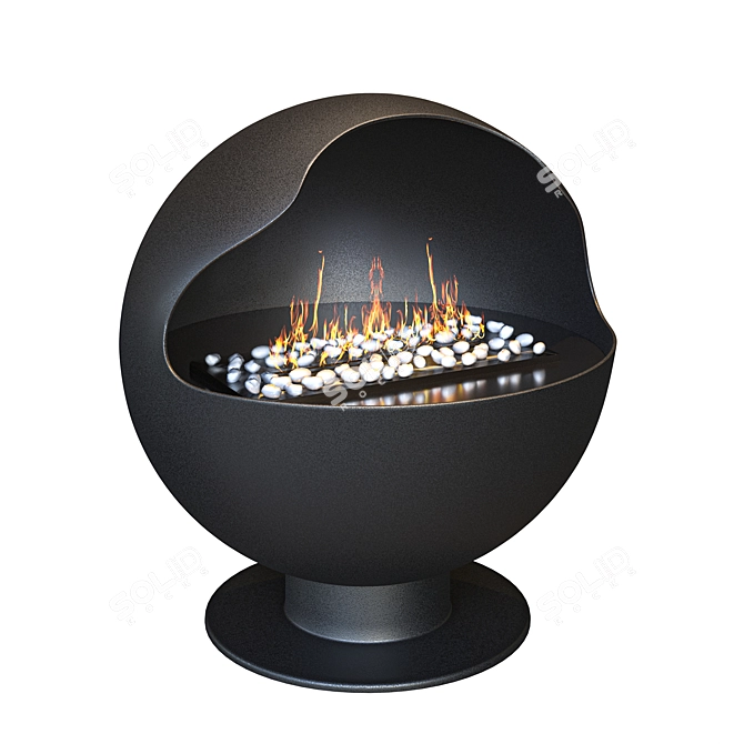 Lux Fire Bio-Fireplace: Stylish Steel & Gel Fuel 3D model image 1