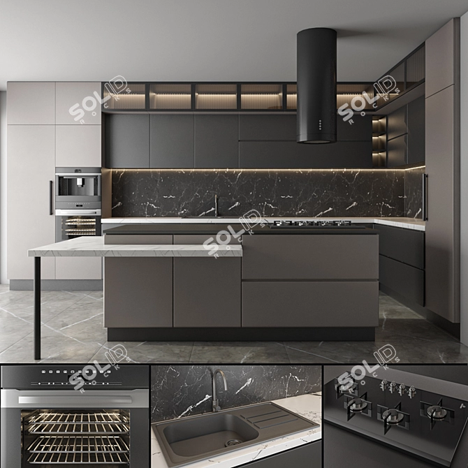 High-Quality 3D Kitchen Set 3D model image 1