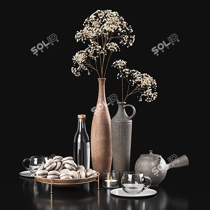 Elegant Floral Decor Set 3D model image 1