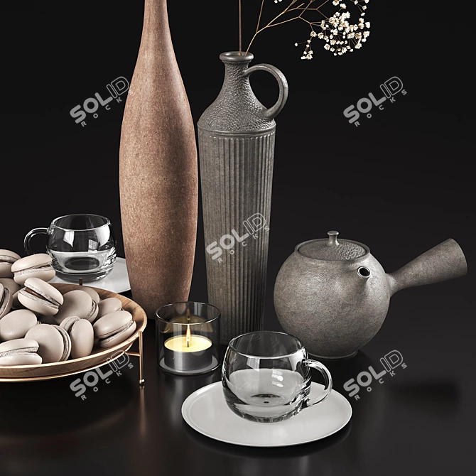 Elegant Floral Decor Set 3D model image 3