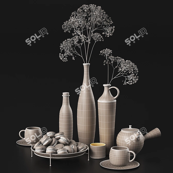 Elegant Floral Decor Set 3D model image 4