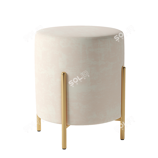 Elegant Baltimore Pouf with Velour Print 3D model image 2