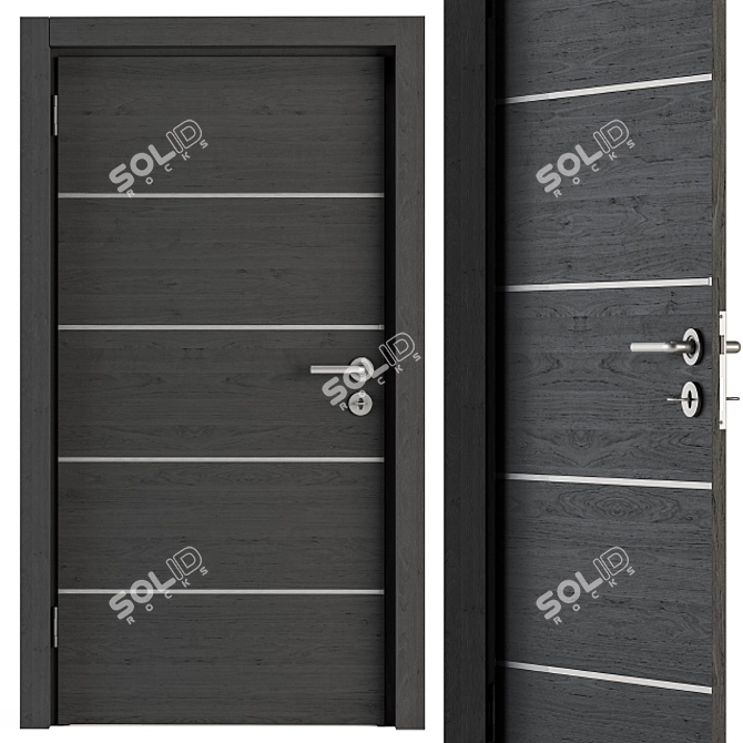 Sleek Steel and Black Wood Door 3D model image 2