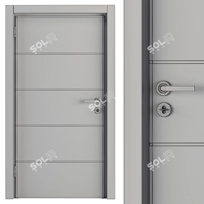 Sleek Steel and Black Wood Door 3D model image 4