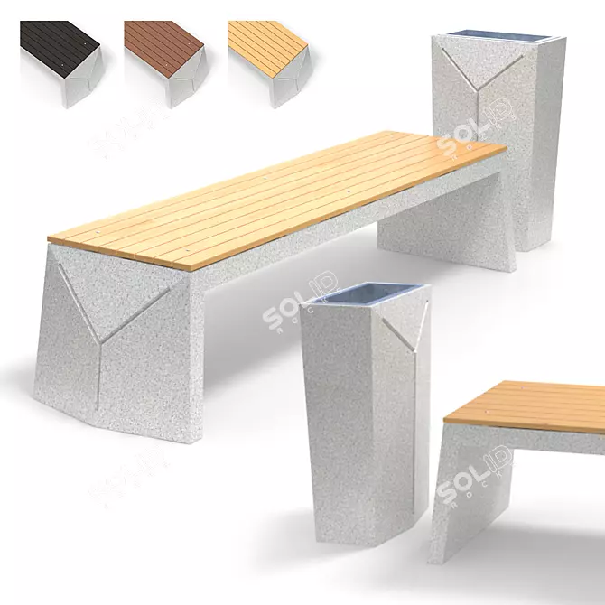 Geometric Bench and Urn Set 3D model image 1