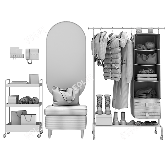 Modern Hallway Set with IKEA Furniture 3D model image 5